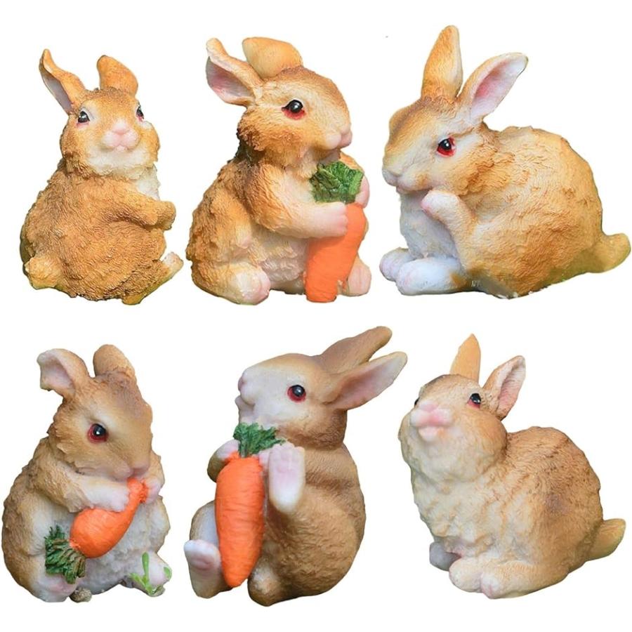 高知インター店 ガーデニング 置物 動物 ガーデンオーナメント うさぎ オブジェ アンティーク うさぎ6匹 人気ブランドを Turningheadskennel Com