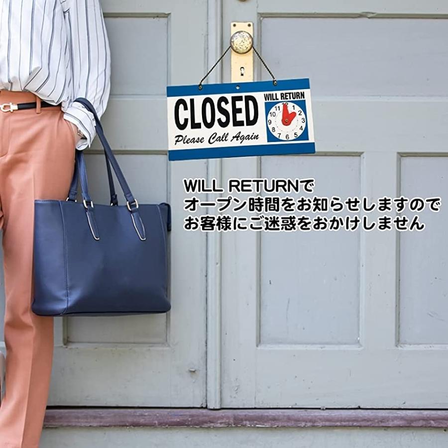 OPEN RETURN お知らせ プレート 看板 営業中 開店 外出中 帰宅 時間 サインプレート 青 B(青 B) :2B4F82JGKT ...
