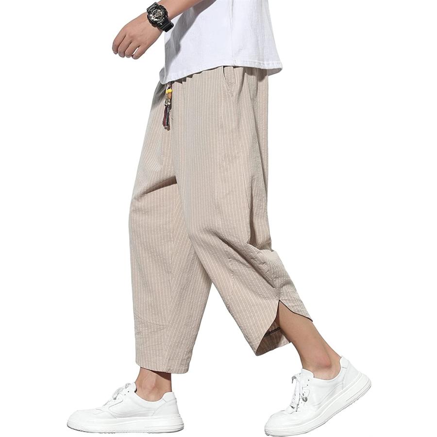 Sale 80 Off サルエルパンツ メンズ ワイドパンツ 夏用 ズボン 涼しい リネンパンツ 7分丈 ハーフパンツ ゆったり 春 Mdm 185 カーキ Xl Recomenda Co