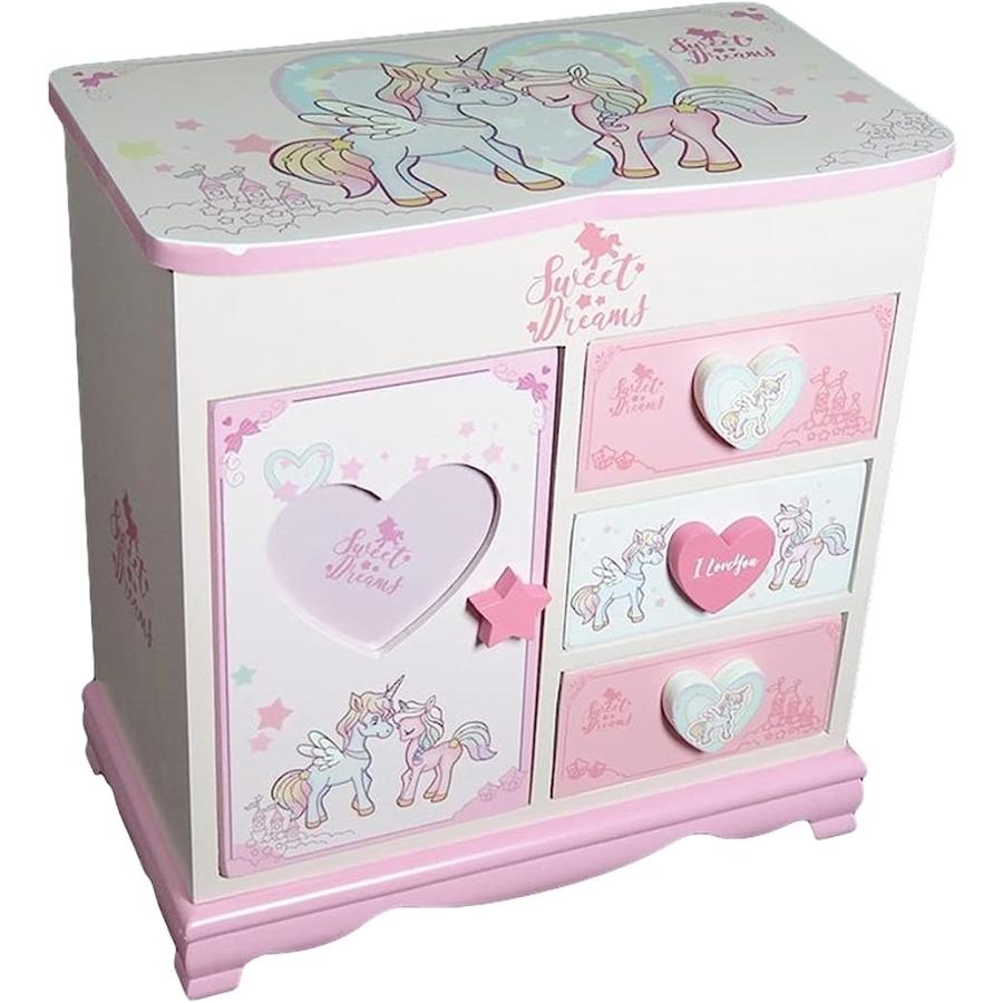木製 子供用 アクセサリー ケース ジュエリー ボックス 女の子 鏡付き おもちゃ 宝石箱 収納 Box 宝物 ユニコーン 大 ホリック Paypayモール店 通販 Paypayモール