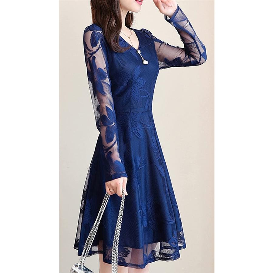 Rickyxricky リッキーリッキー 花柄 パーティー ドレス ワンピース Vネック 長袖 シースルー 膝上 ネイビー L 2b4g1o3pth スピード発送 ホリック 通販 Yahoo ショッピング