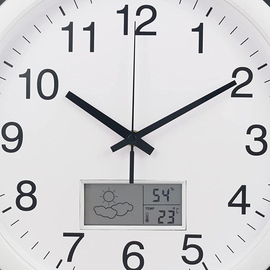 掛け時計 おしゃれ 温度 湿度 壁掛け時計 アナログ 静音 連続秒針 非電波 シンプル インテリア Mdm ホワイト スピード発送 ホリック Paypayモール店 通販 Paypayモール