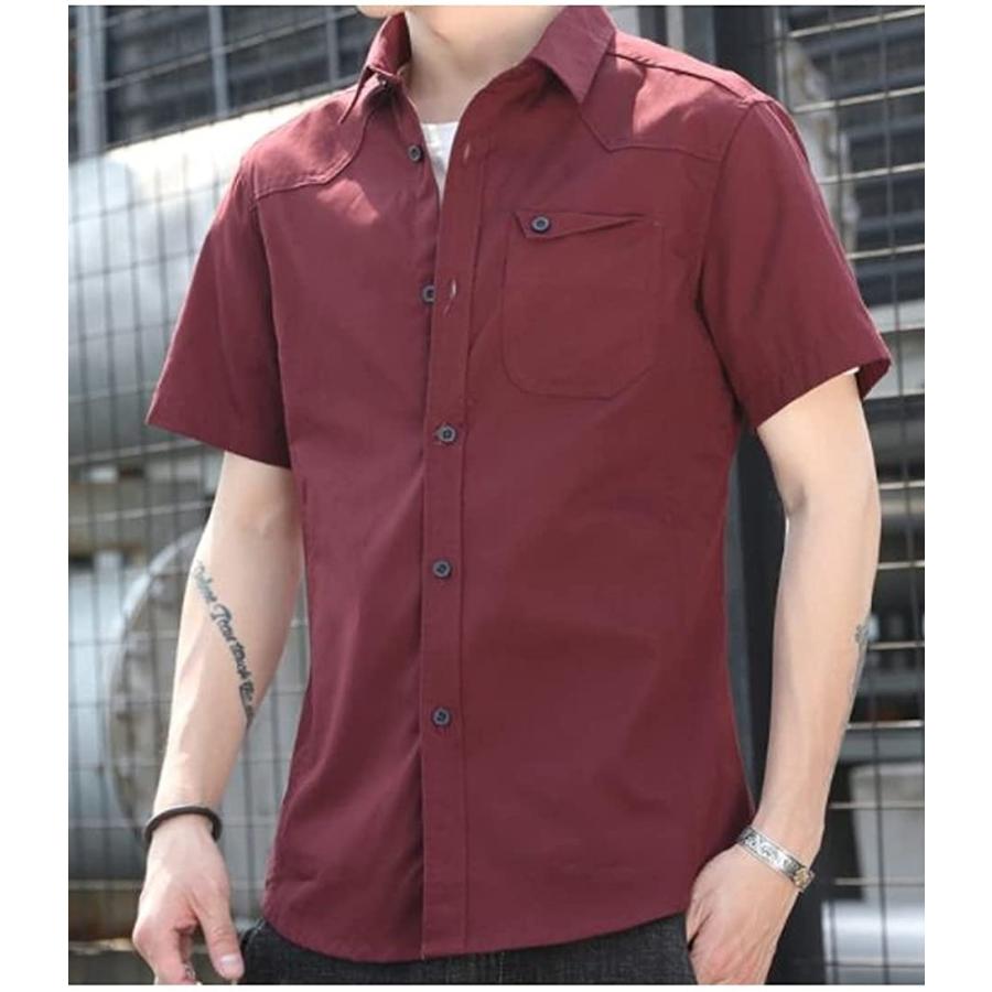 メリュエル ベーシック カラー 半袖シャツ ボタンダウン 開襟 カジュアル コットン お洒落 メンズ ワインレッド 2xl スピード発送 ホリック Paypayモール店 通販 Paypayモール
