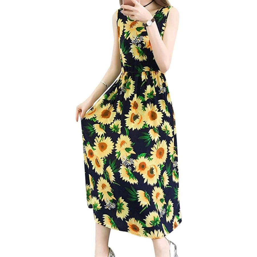 総柄 ノースリーブ ロング ワンピース 部屋着 ルーム リゾート フォーマル ひまわり柄 M ひまわり柄 M ホリック Paypayモール店 通販 Paypayモール