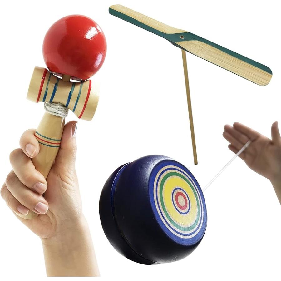 なつかし玩具セット 手遊び おもちゃ 民芸玩具 民芸品 昔のおもちゃ けん玉 木製ヨーヨー 竹とんぼ ホリック Paypayモール店 通販 Paypayモール