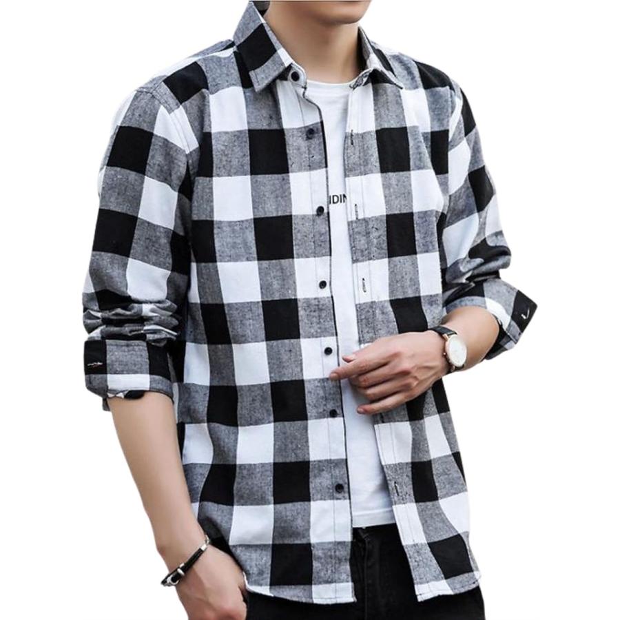 チェックシャツ メンズ カジュアル ネルシャツ ビジネス Yシャツ 長袖 チェック柄 ブラック ホワイト L 2b4k1qo86r スピード発送 ホリック 通販 Yahoo ショッピング