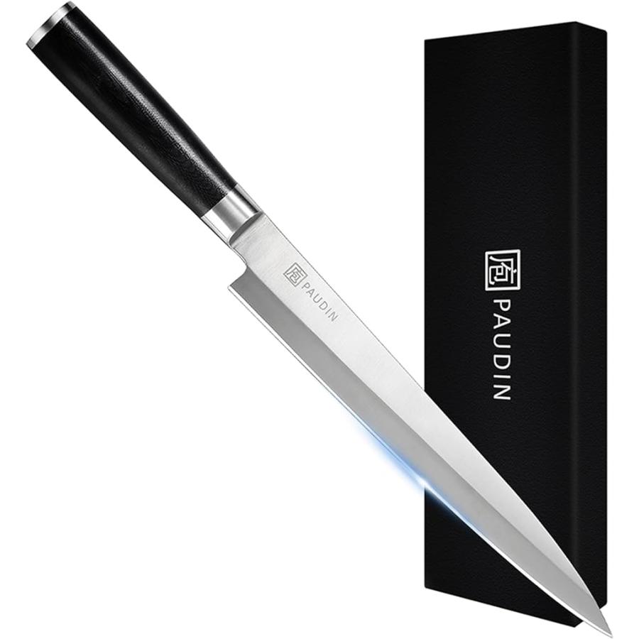 【Yahoo!ランキング1位入賞】刺身包丁 – パウディン やなぎば包丁 240mm 片刃 MDM (銀，黒,  240mm|刺身包丁|M1)