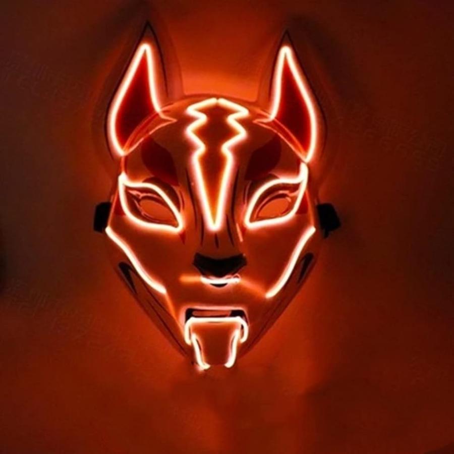 特価商品 光る狐マスク オレンジ コスプレ 仮装 マスク イベント