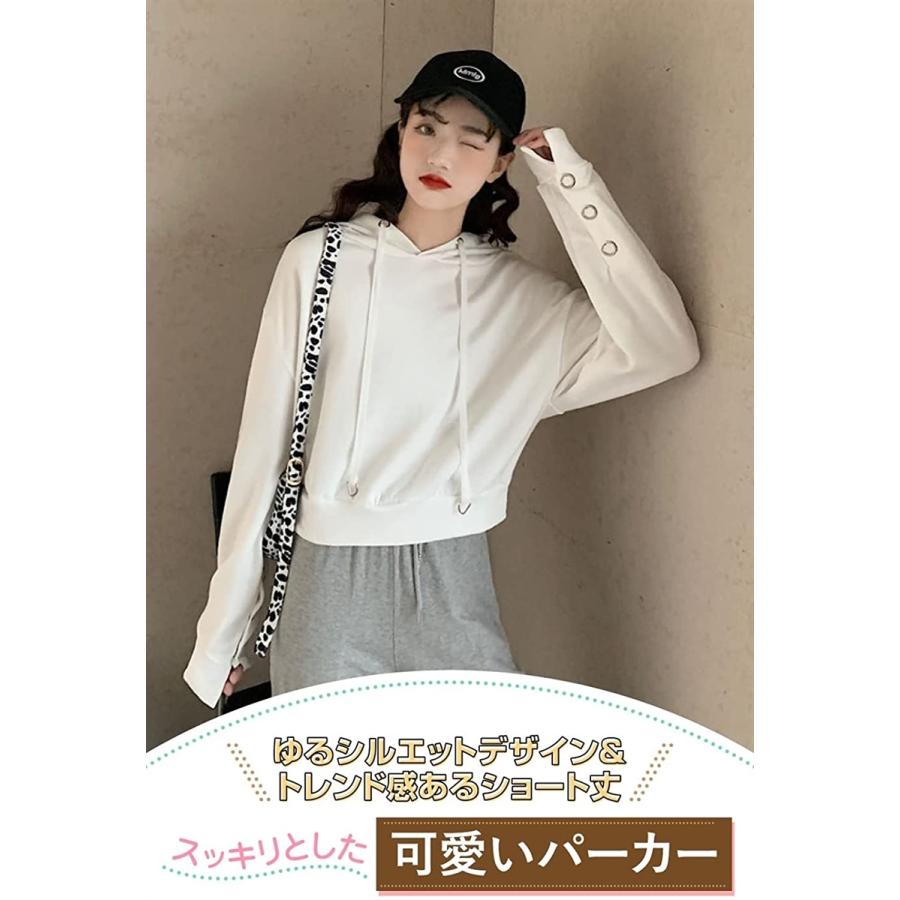 パーカー レディース 可愛い トレーナー ショート丈 トップス スポーツ ダンス シンプル スウエット プルオーバー ブラック M スピード発送 ホリック Paypayモール店 通販 Paypayモール