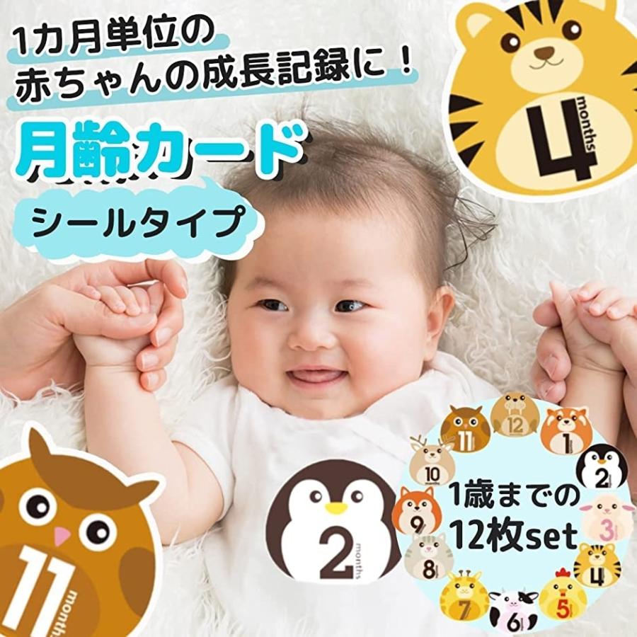 月齢カード マンスリーカード 赤ちゃん ベビー 育児日記 動物 1年 成長記録 写真 A スピード発送 ホリック Paypayモール店 通販 Paypayモール