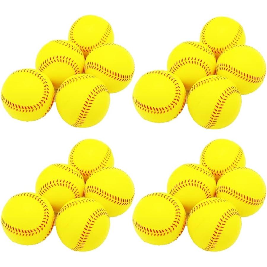 野球ボール ウレタン素材 柔らかい 屋内 屋外 20球 キャッチボール 練習用 数量は多 イエロー 激安価格の バッティング