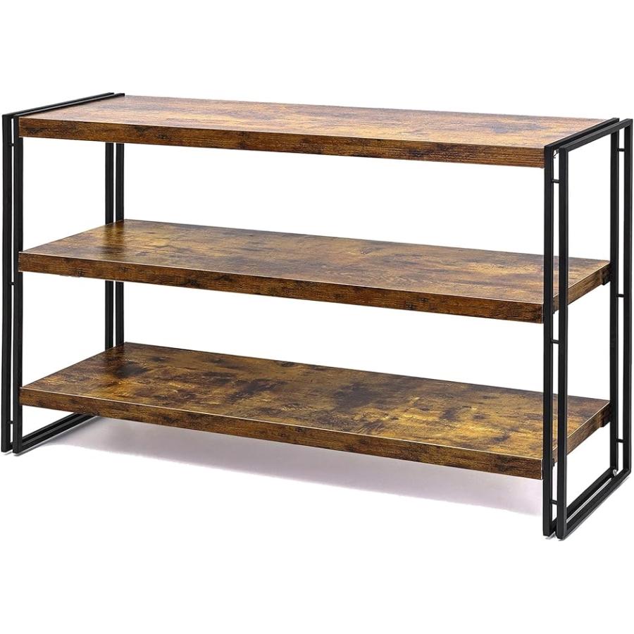 ラック オープンシェルフ 3段 木製 収納 本棚 オープンラック キッチンラック リビングラック 北欧(A古木色,  H3-幅100) の商品画像
