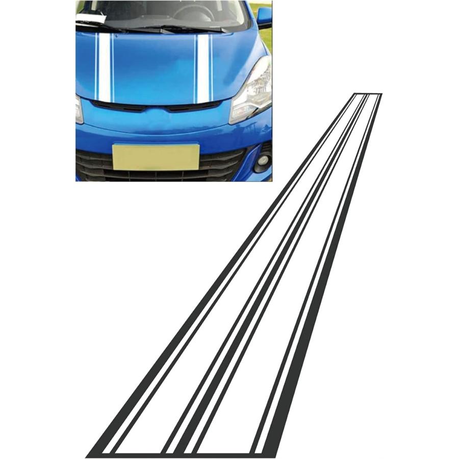 Morytrade ボンネット ステッカー ストライプ ボディ シール 車 自動車 レーシング 8x180cm 白 正規店