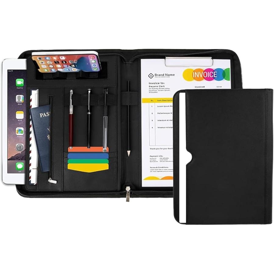 多機能バインダー スマホスタンド機能 ジッパー付き クリップボードフォルダ クリップファイル 事務 書類 B5 ブラック スピード発送 ホリック 通販 Paypayモール
