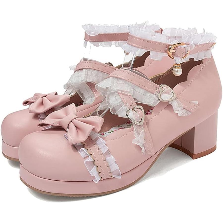 限定特価 大きいサイズ リボン付き 厚底 ロリータ パンプス ボウストラップ ロリータ靴 28 0cm ピンク 28 0 Cm Dprd Jatimprov Go Id