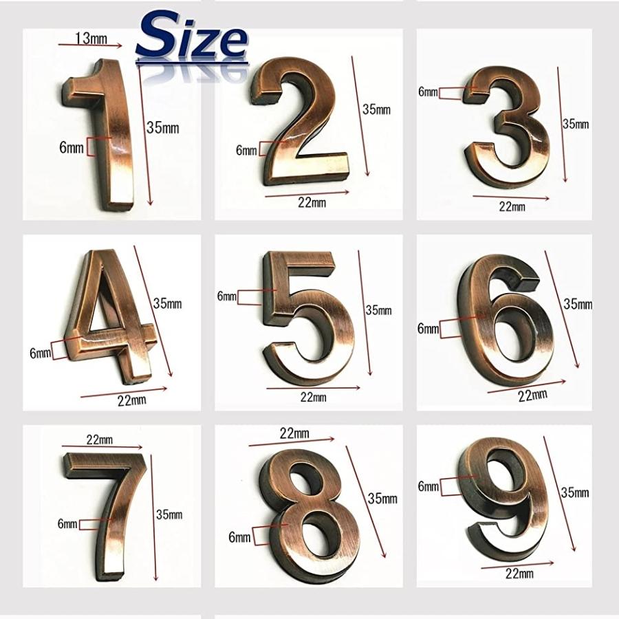有名な高級ブランド ドア 番号 ナンバープレート 数字 シール 表札 ステッカー おしゃれ ロッカー ドアプレート 番号シール ブロンズ 1 580円 Aynaelda Com