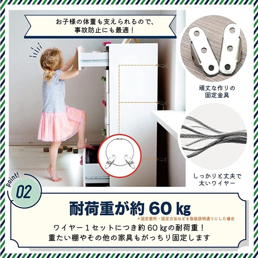 最新作 地震対策 家具 転倒防止 落下防止 耐震固定ワイヤー 耐荷重約60kg 10セット入り Nerima Idc Or Jp