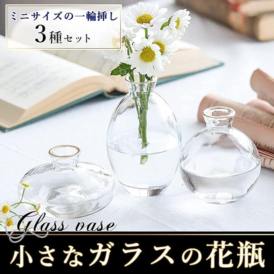 花瓶 3種セット ガラス素材 ミニサイズ フラワーベース インテリア 飾り 一輪挿し ゴールドフレーム スピード発送 ホリック Paypayモール店 通販 Paypayモール
