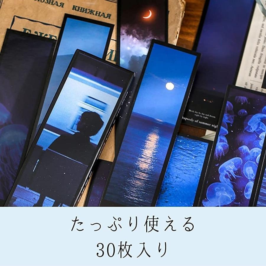 最適な材料 しおり おしゃれ 可愛い ブックマーク 30枚 予備のしおり付き ディープブルー Discoversvg Com