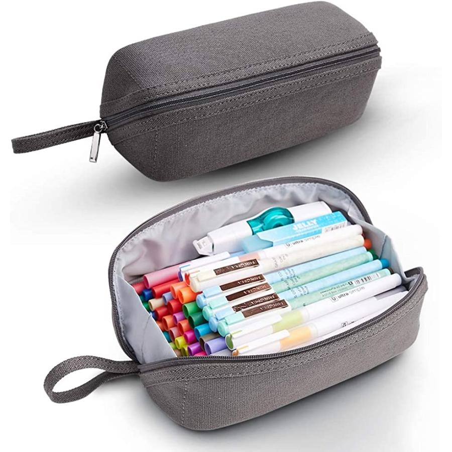 ペンケース 韓国 大容量 シンプル 筆箱 小物収納 帆布 中小学生 高校生 大学生 男の子 女の子 子供 社会人用 グレー Mdm 期間限定 最安値挑戦