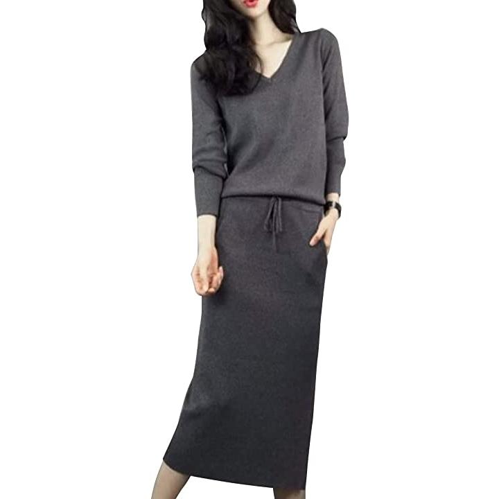 タイムスリップ レディース マキシ ワンピース スウェット トレーナー ロング丈 ｖネック ニット スリット スカート グレー M 2b605kjuhw ホリックワークショップ 通販 Yahoo ショッピング