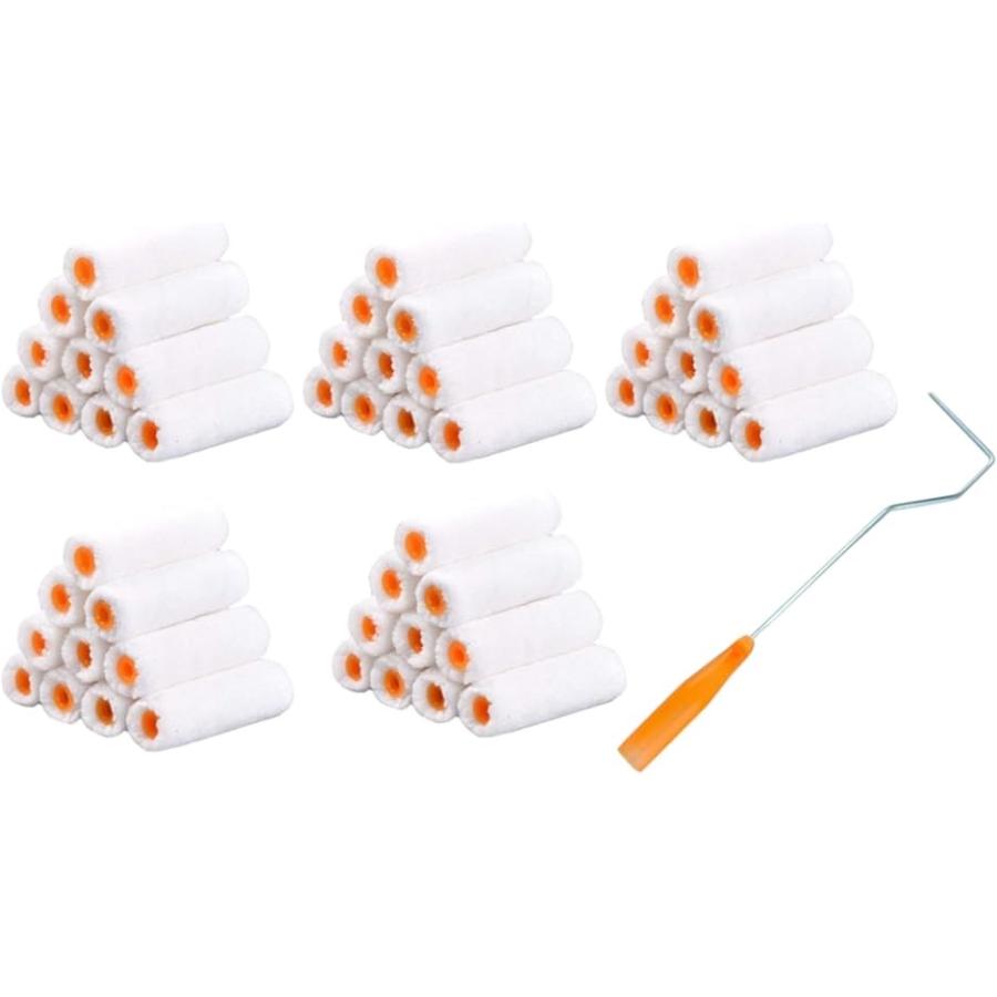 ペイント ローラー 4インチ 100mm 毛高10mm 50個 持ち手 ペンキ 壁紙 380円 付き 50個セット3 塗装 マイクロファイバー 超ポイント祭 期間限定