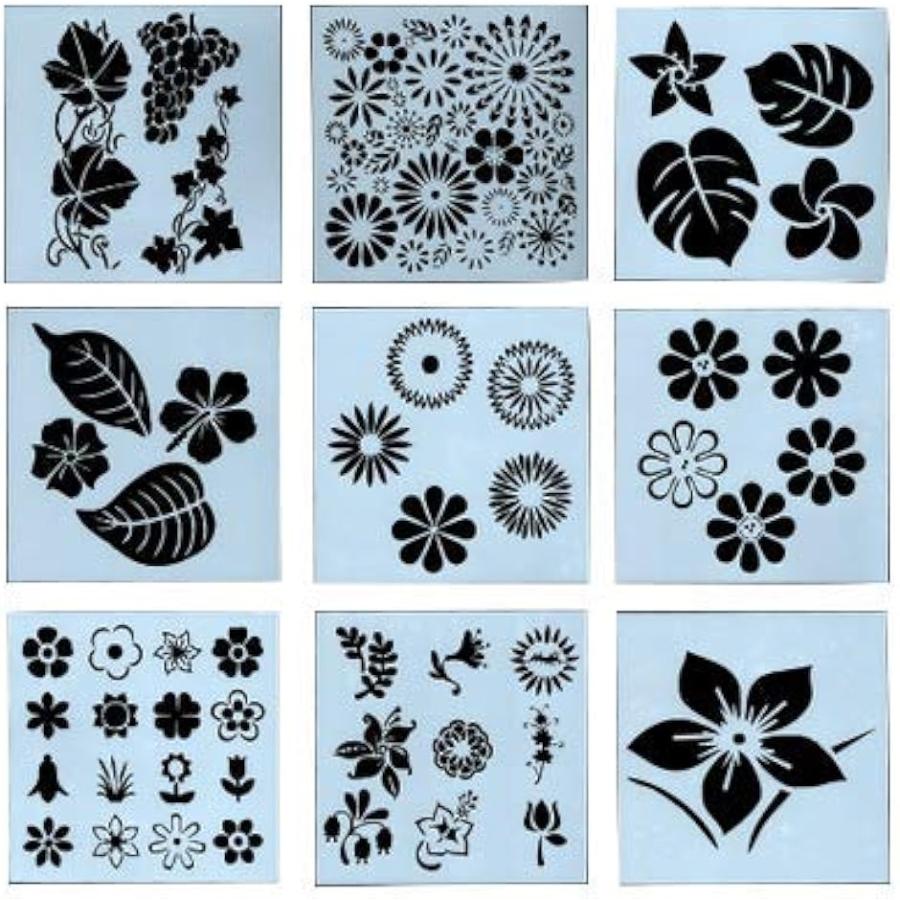 ステンシル 描画テンプレート 9枚入 再使用可能 お花 葉っぱ ぶどう ハイビスカス モンステラ 手帳 塗り絵 絵画 2b63k955jt ホリックワークショップ 通販 Yahoo ショッピング
