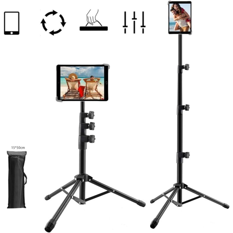人気ブレゼント タブレットスタンド Ipadスタンド 三脚 折り畳み 伸縮式54 5cm 146cm高さ