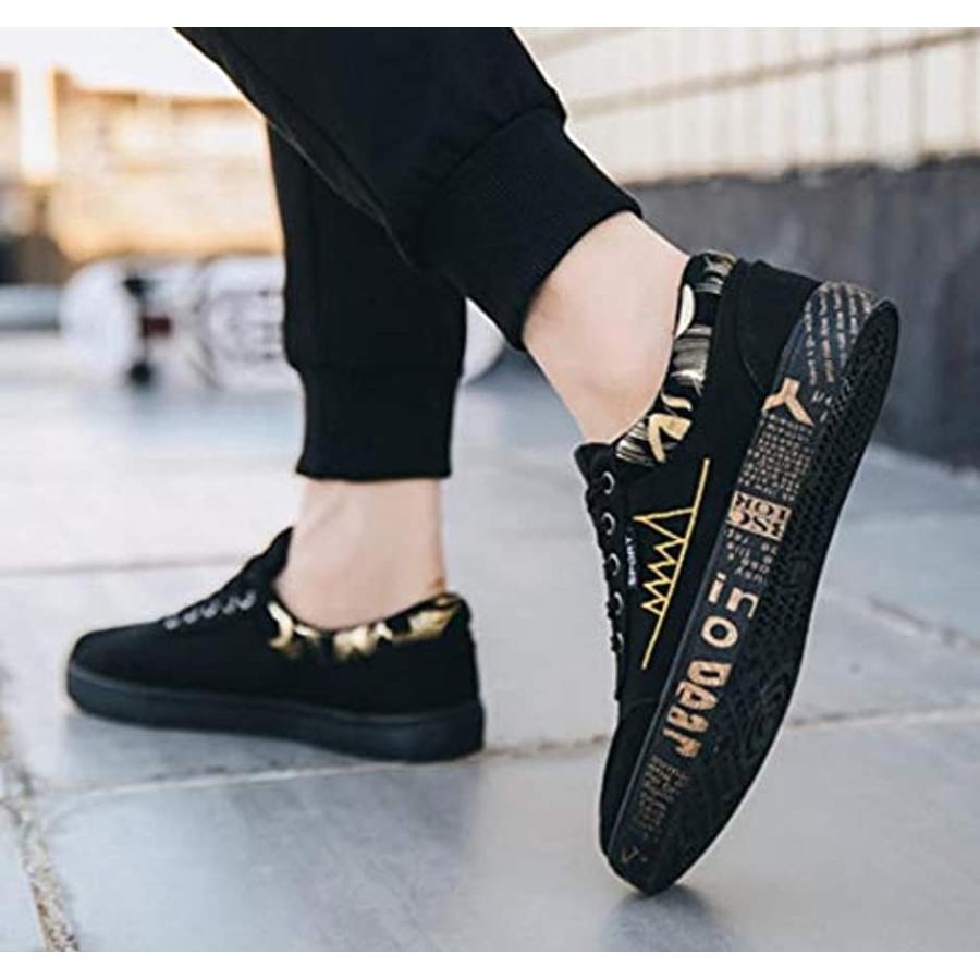メンズ カジュアル スニーカー ロゴ 柄 物 シューズ 靴 黒 くろ 紐靴 派手 軽量 オシャレ ブラック ゴールド 25 5 Cm 2b648wsiq1 スピード発送 ホリック 通販 Yahoo ショッピング