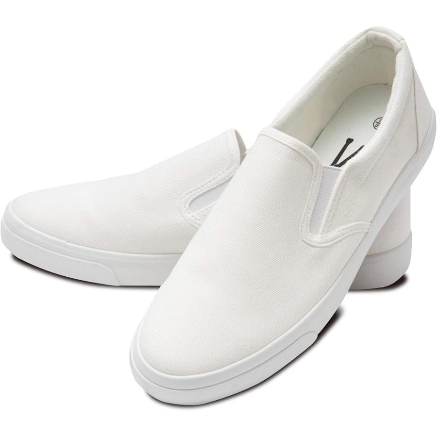 カエナリエ メンズ レディース スリッポン デッキシューズ 無地 黒 白 ライン キャンバス オールホワイト 28 0 Cm 3e おすすめ