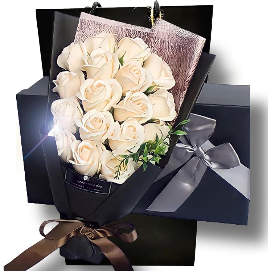 ソープフラワー 結婚記念日 薔薇 花束 プレゼント ギフト 造花 誕生日 還暦 母の日 父の日 メッセージカード シャンパンホワイト 2b64j0cx0n スピード発送 ホリック 通販 Yahoo ショッピング