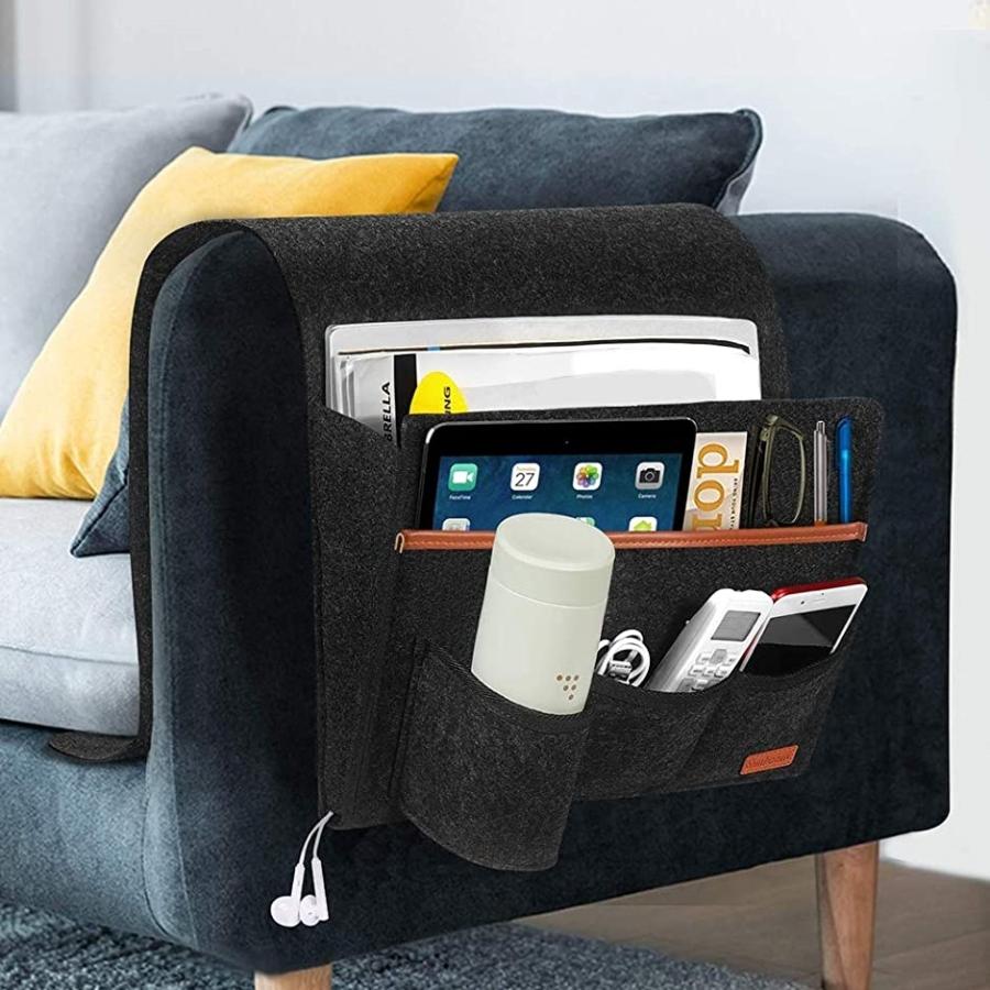 リモコンポケット ソファー ベッドサイド収納ポケット 掛け袋 小物入れ Ipad 携 雑貨整理 Mdm グレー 30 X 31 5cm ホリック Paypayモール店 通販 Paypayモール