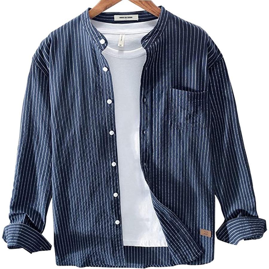 メンズシャツ 長袖 ストライプシャツ カジュアル 開襟 インナーシャツ 羽織 厚手 秋冬服 トップス 通気 Mdm 長袖 ネイビー L 2b660quioc スピード発送 ホリック 通販 Yahoo ショッピング
