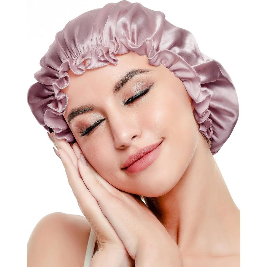 天然シルク100 ナイトキャップ ロングヘア 対応 ヘアキャップ 保湿 美髪 抜け毛 切れ毛