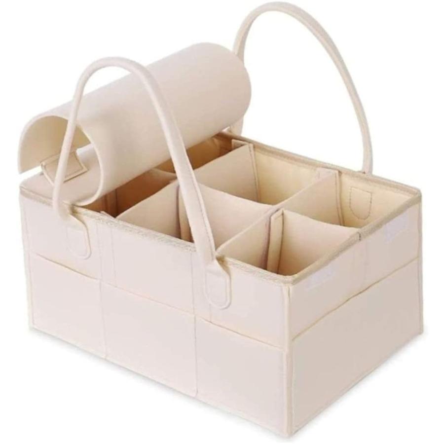 Neyorika おむつストッカー オムツ収納 ベビー用品収納バッグ 多機能 おむつバッグ 折りたたみ 蓋付き フェルト素材 乳白 ホリック Paypayモール店 通販 Paypayモール