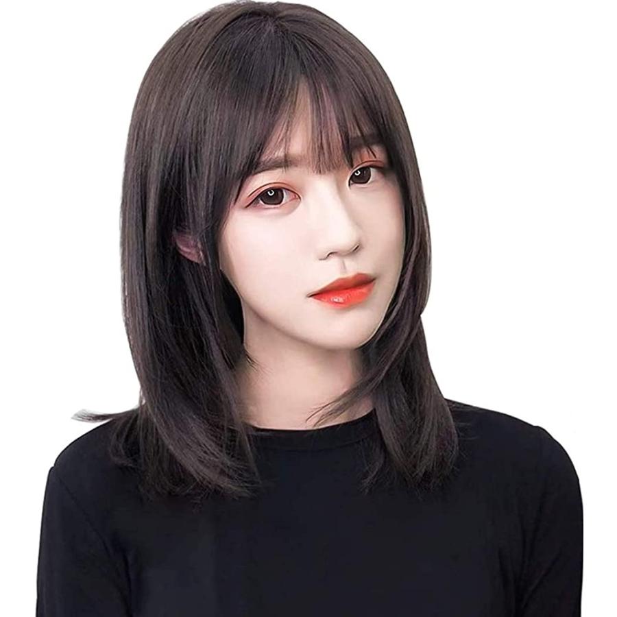 カラーが選べる 清楚系 セミロング ウィッグ ネット付 今だけスーパーセール限定 ストレート さらさら ブラック