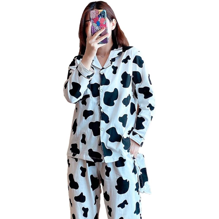 モテかわ レディース パジャマ 上下 セット 部屋着 ルーム ウエア 牛柄 ホワイト Xl ホリック Paypayモール店 通販 Paypayモール
