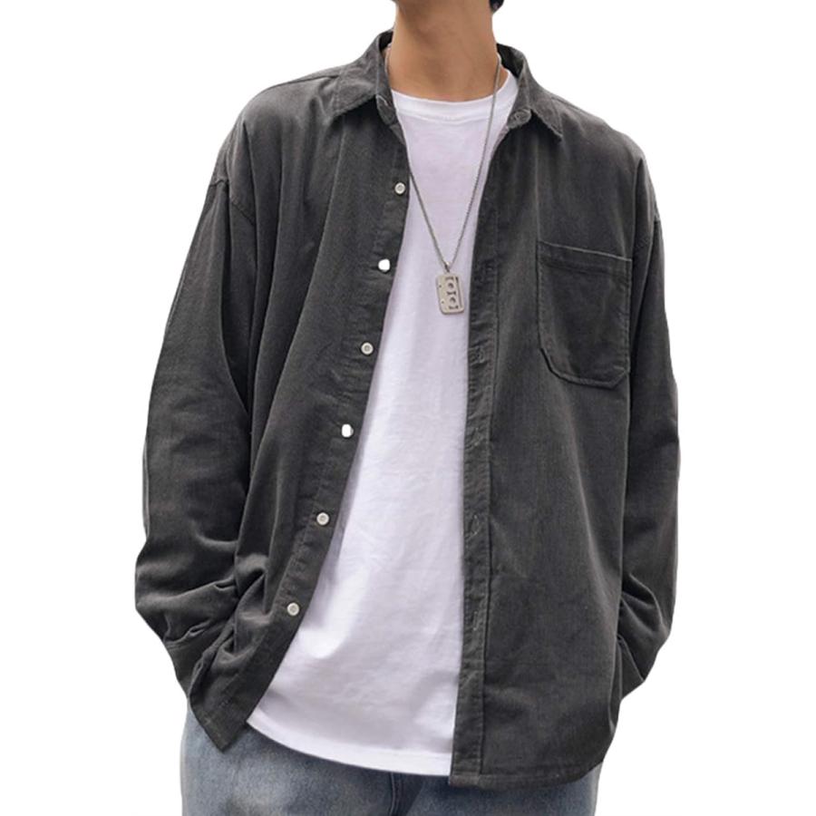 シャツ シャツジャケット シャツメンズ ジャケットメンズ シャツ長袖 シャツ秋冬 シャツ無地 ジャケット無地 ゆったり グレー M ホリック Paypayモール店 通販 Paypayモール