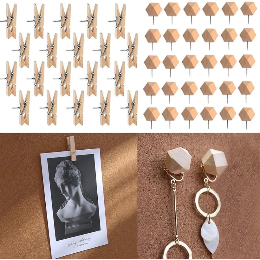 最大 Offクーポン 個の木製クリップ 30個の 画鋲 収納ケース付き 画びょうピン 固定用 ウッドカラー 2 080円 Aynaelda Com