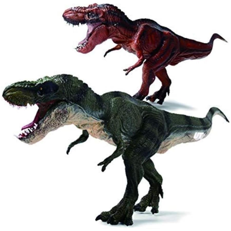 恐竜 レッド ティラノサウルス 信託 緑 Ｔ レックス 超歓迎された フィギュア おもちゃ 2体 自立 口 セット 開閉 誕生日 景品 30cm リアル 模型