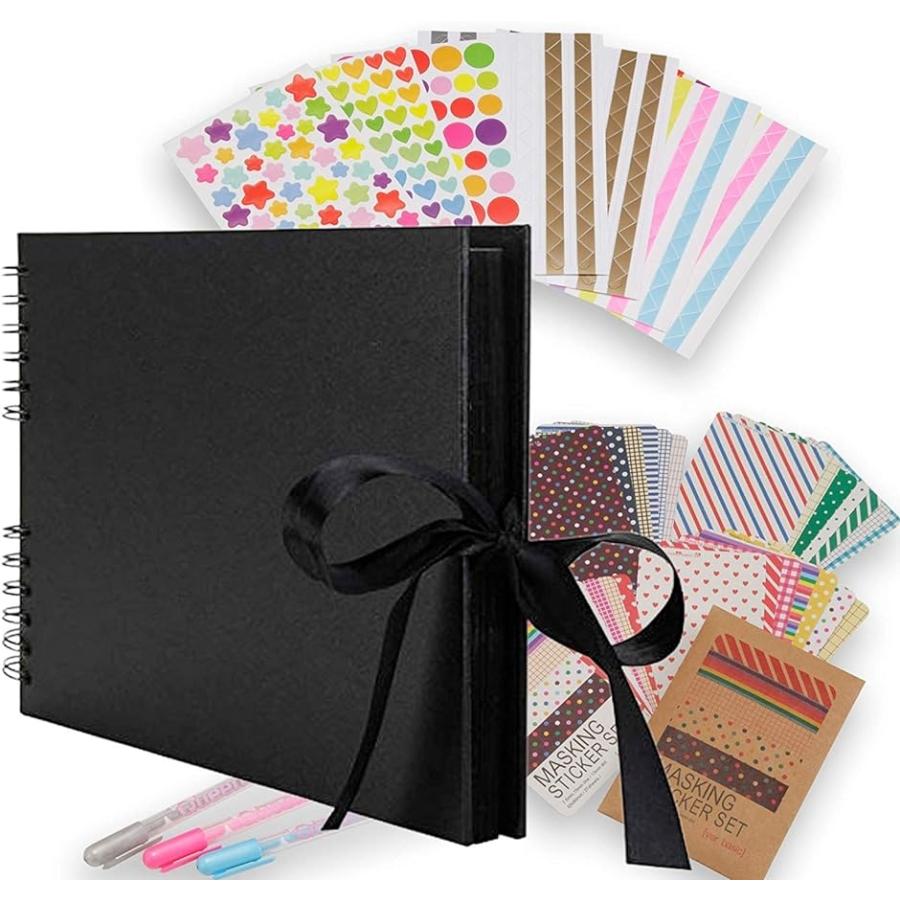 手作り セット 記念日 誕生日 フォト メッセージ ノート 台紙 リボン黒 42 リボン式 ブラック アルバム ホリック Paypayモール店 通販 Paypayモール