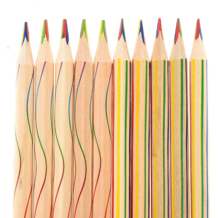カラフル色鉛筆 レインボー色鉛筆 市販 4色芯 レインボー， 新作送料無料 20本セット 多色えんぴつ