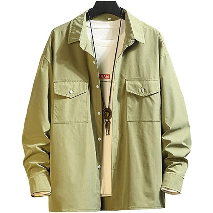 シンプル シャツジャケット カジュアル ポリエステル 混紡 無地 メンズ カーキ L ホリック Paypayモール店 通販 Paypayモール
