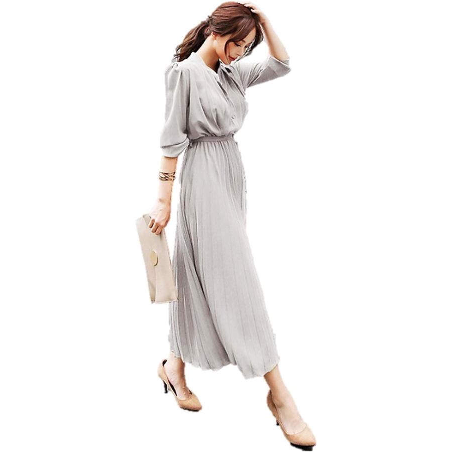 シフォン プリーツ シャツワンピース ロング ライトグレー Xl ライトグレー Xl ホリック Paypayモール店 通販 Paypayモール