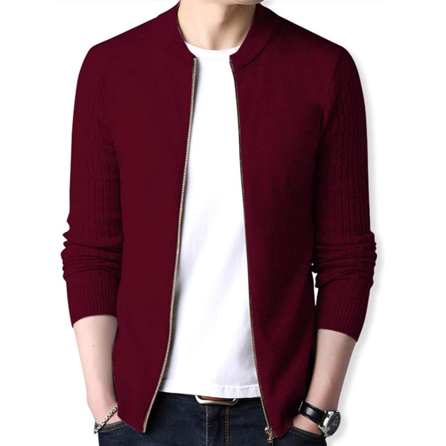 ニット ジャケット メンズ ブルゾン タイト セーター ワインレッド L スピード発送 ホリック Paypayモール店 通販 Paypayモール