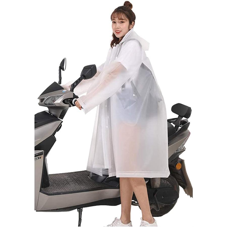 魔法のレインコート レディース メンズ レインウエア ロング 激安特価品 自転車 バイク 雨具 リュック対応 ホワイト Xl 通勤通学 ポンチョ
