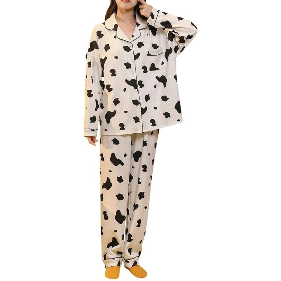 モテかわ レディース パジャマ 上下 セット 部屋着 ルーム ウエア 牛柄 ホワイト M ホリック Paypayモール店 通販 Paypayモール