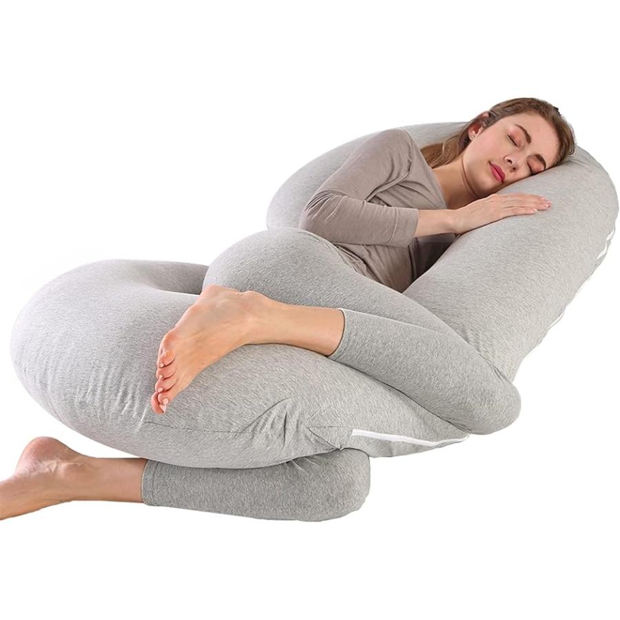 抱き枕 妊婦 だきまくら C型 ふくふく 授乳クッション マタニティ シムス位 包み込む グレー ニット