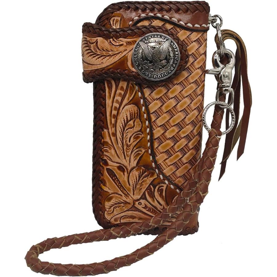 セール 大阪 バイカーズ ウォレット カービング メンズファッション 財布 長財布 1 ナチュラル ブラウン カービング スピード