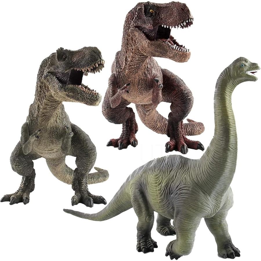 新版 恐竜 フィギュア セット おもちゃ 人形 Tレックス2体 ブラキオサウルス